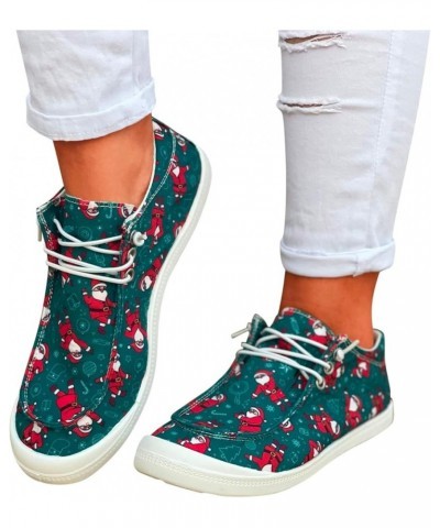 Chukkas Shoes for Women with Christmas Printed Rubber Flat Canvas Slip on Sneakers with Jeans Lightweight Green $18.94 Fashio...