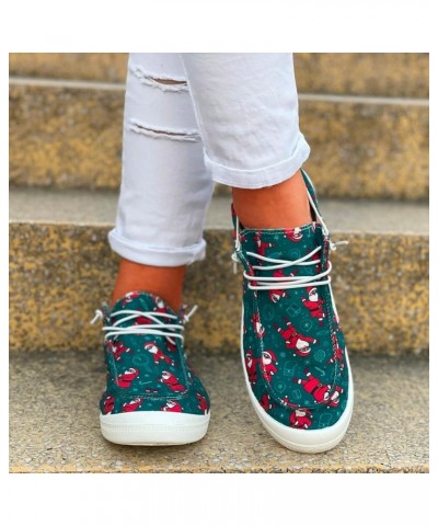 Chukkas Shoes for Women with Christmas Printed Rubber Flat Canvas Slip on Sneakers with Jeans Lightweight Green $18.94 Fashio...