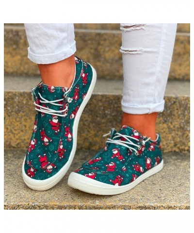 Chukkas Shoes for Women with Christmas Printed Rubber Flat Canvas Slip on Sneakers with Jeans Lightweight Green $18.94 Fashio...