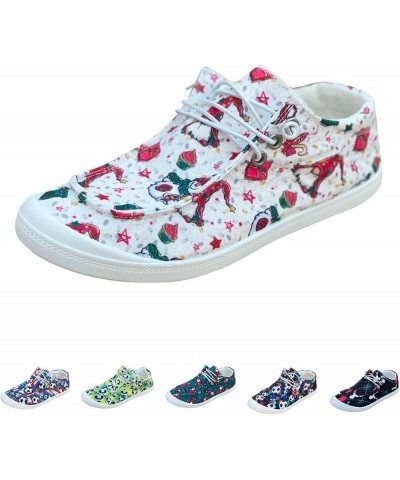 Chukkas Shoes for Women with Christmas Printed Rubber Flat Canvas Slip on Sneakers with Jeans Lightweight Green $18.94 Fashio...