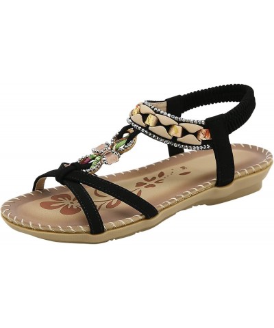 Women Flat Sandals Classic Platform Women's Flat Sandals Comfortable Double Bowknots Black $12.79 Outdoor Shoes