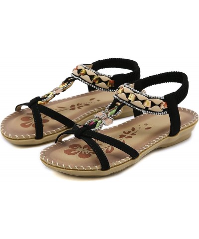 Women Flat Sandals Classic Platform Women's Flat Sandals Comfortable Double Bowknots Black $12.79 Outdoor Shoes