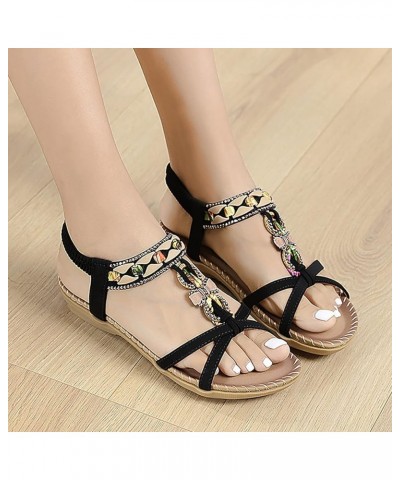 Women Flat Sandals Classic Platform Women's Flat Sandals Comfortable Double Bowknots Black $12.79 Outdoor Shoes