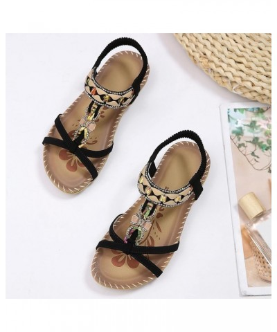 Women Flat Sandals Classic Platform Women's Flat Sandals Comfortable Double Bowknots Black $12.79 Outdoor Shoes