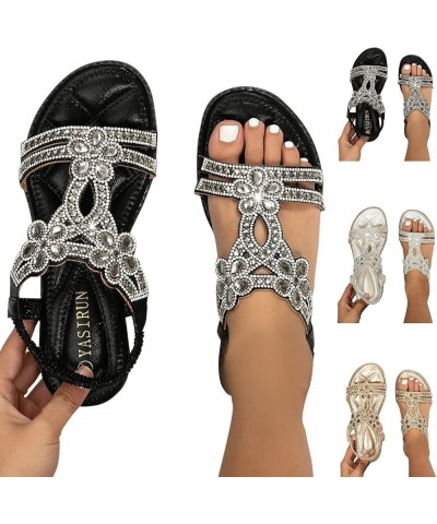 Women's Rhinestone Sandal Roman Crystal Comfy Slippers Shining Diamond Outdoor Glitter Beach Travel Flip Flops Z016black $16....