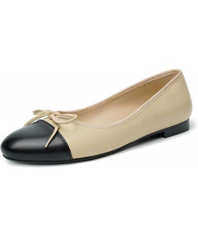 Ballet Flats for Women, Round Closed Toe Flats Cute Bow-Knot Comfortable Slip On Flat Shoes Nude $23.97 Flats