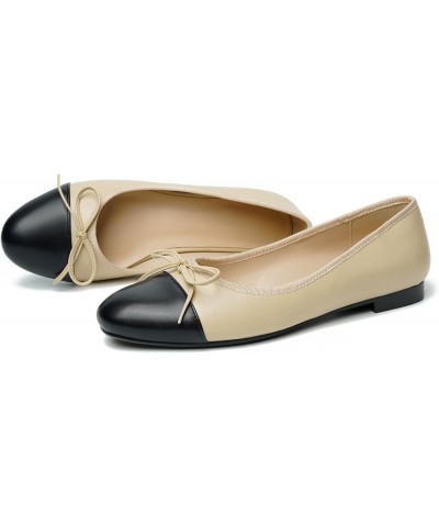 Ballet Flats for Women, Round Closed Toe Flats Cute Bow-Knot Comfortable Slip On Flat Shoes Nude $23.97 Flats