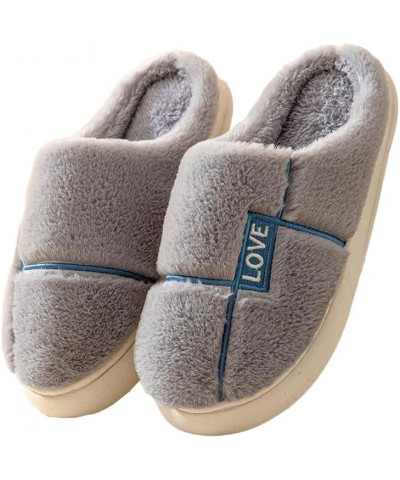 Unisex Fuzzy Plush Memory Foam Slippers Comfy Warm Soft Faux Fur Anti-Skid Cushioned House Shoes Grey $11.28 Slippers