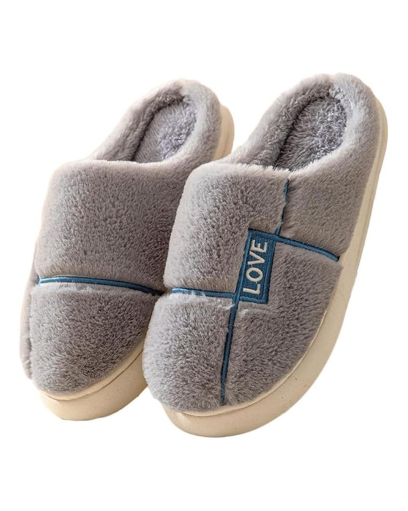 Unisex Fuzzy Plush Memory Foam Slippers Comfy Warm Soft Faux Fur Anti-Skid Cushioned House Shoes Grey $11.28 Slippers