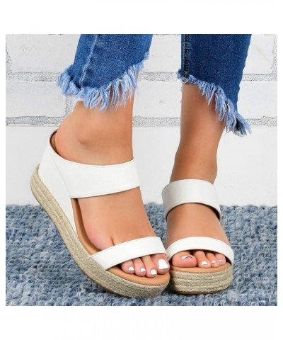 Chunky Wedge Sandals for Women Platform Open Toe Two Band Slip On Platform Espadrille Casual Summer Walking Slippers 6.5-7 Wh...