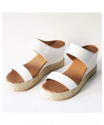 Chunky Wedge Sandals for Women Platform Open Toe Two Band Slip On Platform Espadrille Casual Summer Walking Slippers 6.5-7 Wh...