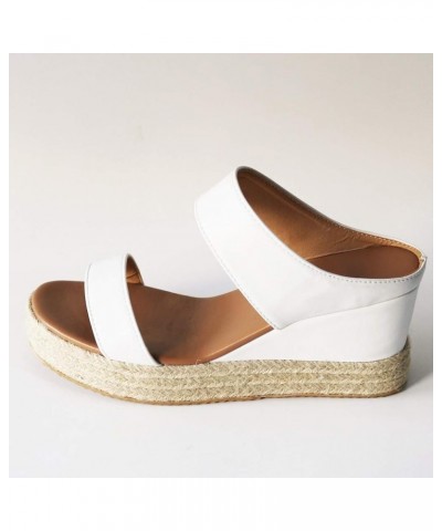 Chunky Wedge Sandals for Women Platform Open Toe Two Band Slip On Platform Espadrille Casual Summer Walking Slippers 6.5-7 Wh...