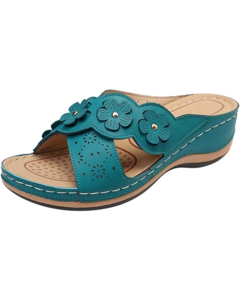 Ladies Shoes Fashion Women's Casual Shoes Breathable Outdoor Pure Color Leisure Sandals Va4-blue $13.15 Sandals