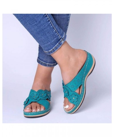 Ladies Shoes Fashion Women's Casual Shoes Breathable Outdoor Pure Color Leisure Sandals Va4-blue $13.15 Sandals