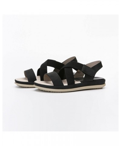 Women's Flat Sandals Sandals Women Flat Bottomed Roman Fashion Beach Sandals Women Shoes Flat Female Sandals Black 7 $17.55 S...