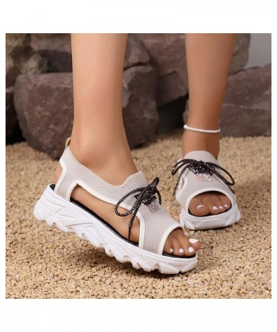 Women Fish Mouth Sandals Wedge Platform Platform Sandals Boho Sandals Summer Fashion Beach Sandals Formal Sandals Beige $18.9...