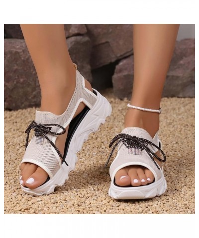 Women Fish Mouth Sandals Wedge Platform Platform Sandals Boho Sandals Summer Fashion Beach Sandals Formal Sandals Beige $18.9...