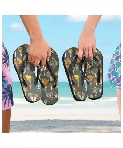 Mystical Mushrooms Womens Flip Flops Retro Summer Beach Sandals Casual Thong Slippers Comfortable Shower Slippers Non Slip Wa...