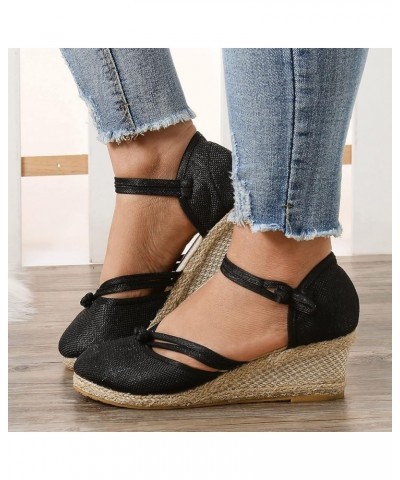 Orthopedic Sandals Sparkly Low Block Heels Women's Athletic Outdoor Slides Sparkly Round Toe Black $15.80 Outdoor Shoes