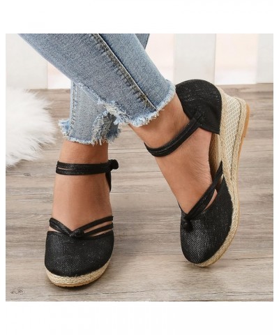 Orthopedic Sandals Sparkly Low Block Heels Women's Athletic Outdoor Slides Sparkly Round Toe Black $15.80 Outdoor Shoes