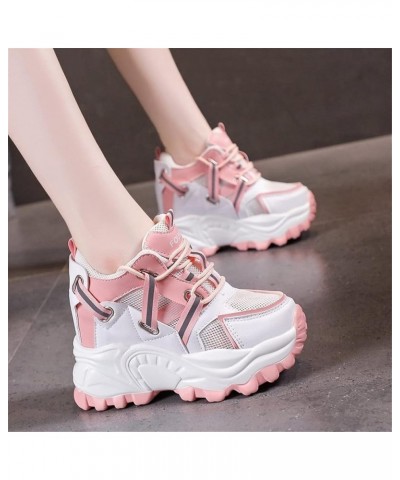 Women Sneakers Spring Thick Sole Shoes 10CM Breathable Mesh Walking Summer Chunky Shoes 36 Black $33.80 Athletic Shoes