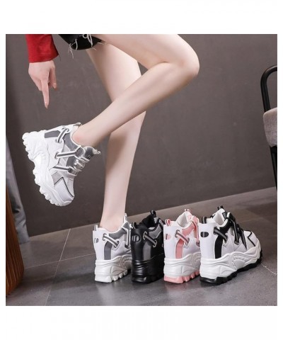 Women Sneakers Spring Thick Sole Shoes 10CM Breathable Mesh Walking Summer Chunky Shoes 36 Black $33.80 Athletic Shoes