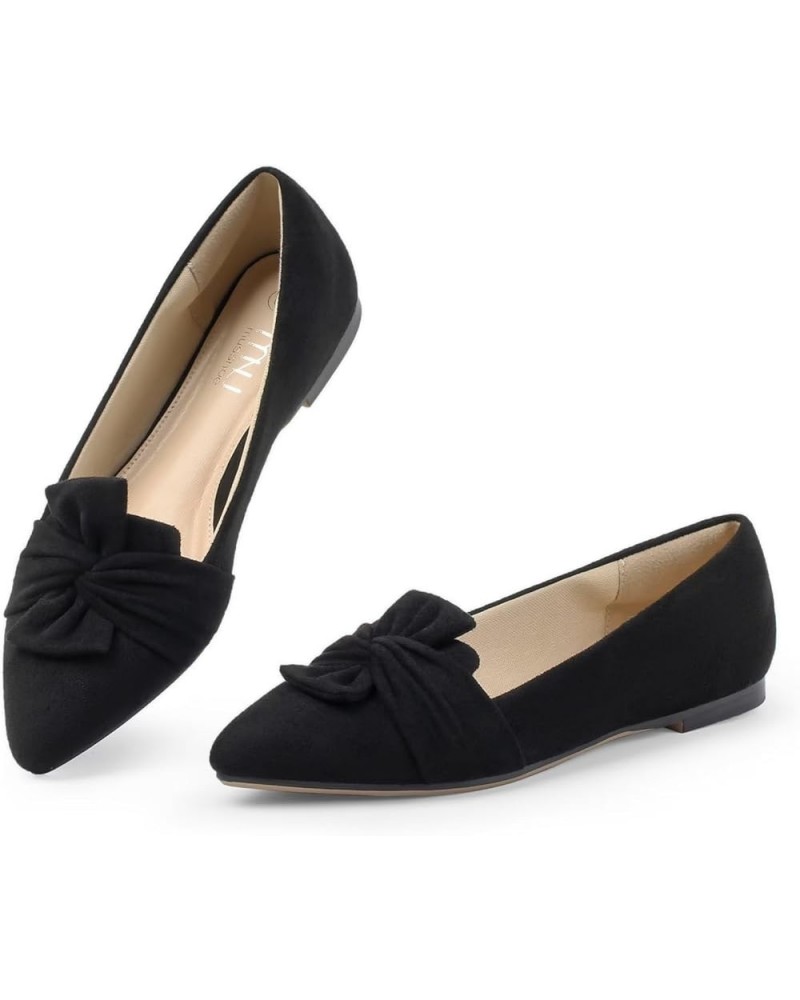 Women's Flats Dressy Pointed Toe Comfortable Bowknot Ballet Flats Shoes Black White $20.58 Flats