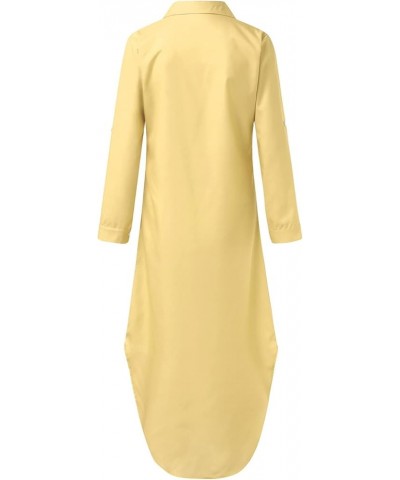 Women Fashion Solid Dress Shirt Long Skirt Casual Long Sleeve Cardigan Dress Elegant Cocktail Dresses Yellow-a $16.42 Athleti...