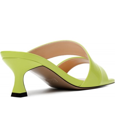 Womens Party Slip On Open Toe Patent Dress Spool Low Heel Heeled Sandals 2 Inch Yellow Green $35.41 Sandals