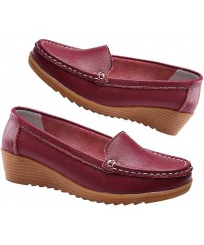 Women's Non Slip Nursing Shoes Leather Comfortable Slip on Flat Shoes Loafers for Restaurant Work 987red $17.76 Work & Safety...