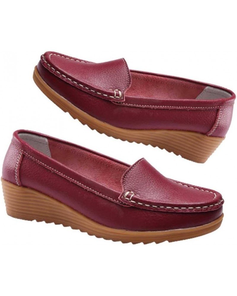 Women's Non Slip Nursing Shoes Leather Comfortable Slip on Flat Shoes Loafers for Restaurant Work 987red $17.76 Work & Safety...