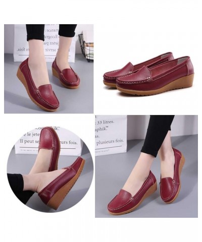 Women's Non Slip Nursing Shoes Leather Comfortable Slip on Flat Shoes Loafers for Restaurant Work 987red $17.76 Work & Safety...