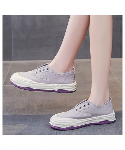 Women's Fashion Casual Sports Running Sneakers Thick Bottom Shake Canvas Shoes Dark Tan Purple $16.78 Fashion Sneakers