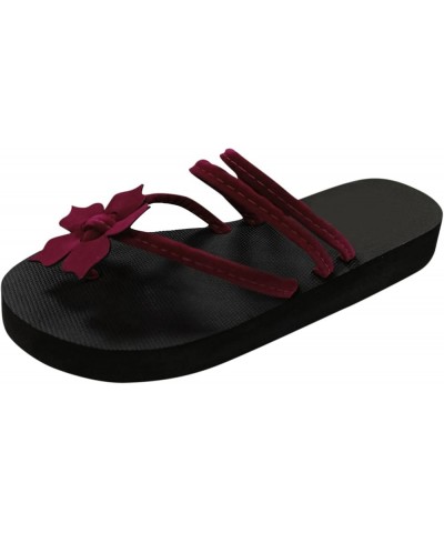 Black Womens Sandals, Women's Clip Toe Sandals Beach Slippers Lightweight Comfortable Summer Sandals Flip-Flops B-wine $10.53...