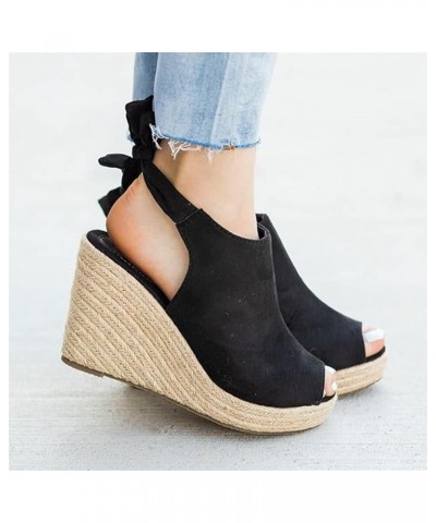 Open Toe Low Heel Slipper sandals for women low heel wedge slippers outdoor platform sandals Z 04-black $22.58 Sandals