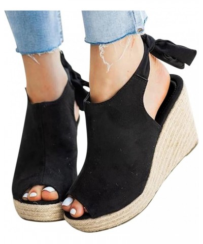 Open Toe Low Heel Slipper sandals for women low heel wedge slippers outdoor platform sandals Z 04-black $22.58 Sandals