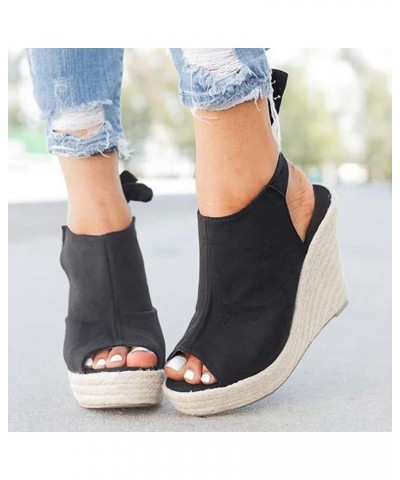 Open Toe Low Heel Slipper sandals for women low heel wedge slippers outdoor platform sandals Z 04-black $22.58 Sandals