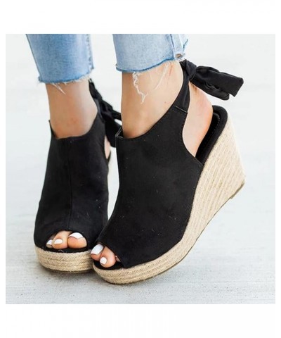 Open Toe Low Heel Slipper sandals for women low heel wedge slippers outdoor platform sandals Z 04-black $22.58 Sandals