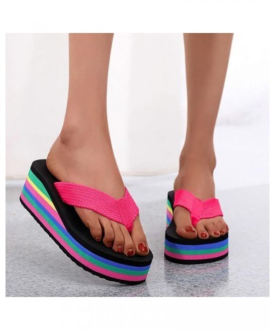 Women's Elastic Strappy String Thong T-Strap Ankle Strap Summer Wedge Sandals Casual Flats Sandal 55-ibzwp-red8 $11.24 Slippers