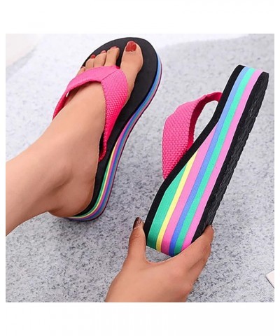 Women's Elastic Strappy String Thong T-Strap Ankle Strap Summer Wedge Sandals Casual Flats Sandal 55-ibzwp-red8 $11.24 Slippers