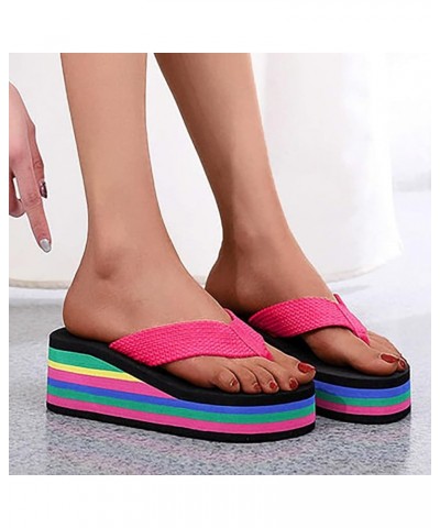 Women's Elastic Strappy String Thong T-Strap Ankle Strap Summer Wedge Sandals Casual Flats Sandal 55-ibzwp-red8 $11.24 Slippers