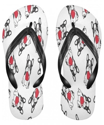 Valentine Bulldog Red Heart Womens Flip Flops Romantic Love Cute Pug Animal Summer Beach Sandals Casual Thong Slippers Comfor...