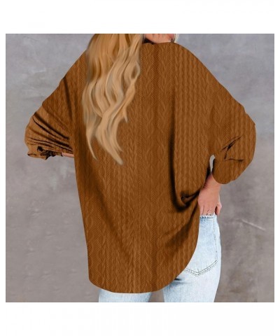 Womens Fall Fashion 2024 Button Down Long Sleeve Pullover Tops V Neck Printing Outfits Casual Loose Sweatshirts 4-brown $9.84...