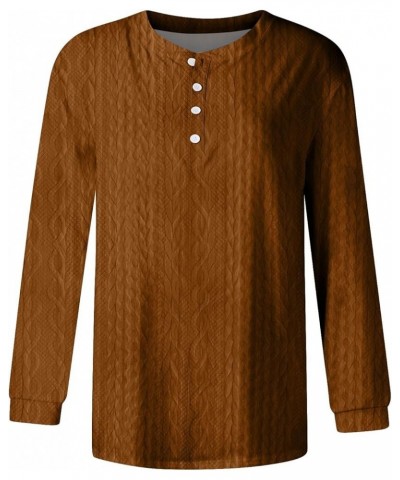 Womens Fall Fashion 2024 Button Down Long Sleeve Pullover Tops V Neck Printing Outfits Casual Loose Sweatshirts 4-brown $9.84...