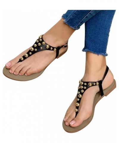 Sandals Women Dressy Summer Comfortable Flip Flops Beach Shoes Ankle T-Strap Thong Flat Sandals for Women A2 Black $13.05 San...