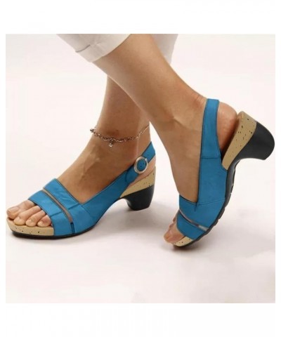 High Heeled sandals For Women Dressy Womens Beach sandals Womens Chunky Heels Women sandals Heels Black Heeled sandals Blue 4...