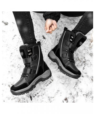 Women's Snow Boots Fashion Winter Keep Wram Ankle Boots Faux Fur Lined Shoes for Women Black $27.43 Boots