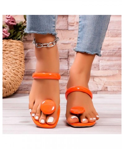 Shoe Land Womens Fluorescent Heels Sandals Transparent Stiletto Heeled Slides Square Open Toe Slip on Dress Mules 2024 Orange...