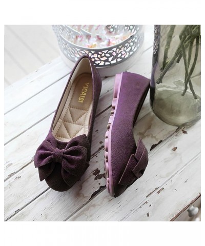 Ballet Flats Shoes for Women Dressy Women's Flats Shoes Dress Shoes Round Toe Ballet Flats Comfortable Black Flats Purple $16...