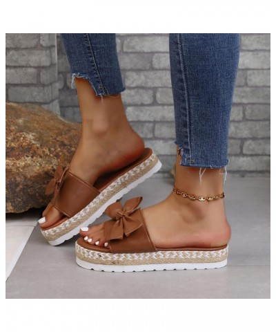 Women's Heeled Sandals Walking Beach Women's Athletic Outdoor Slides Fashion Chunky Block Heels Brown $13.91 Outdoor Shoes